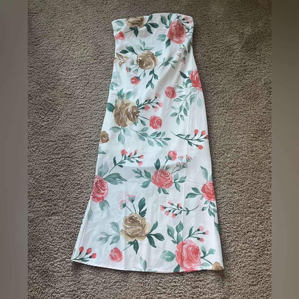 Hello Molly white satin floral midi dress